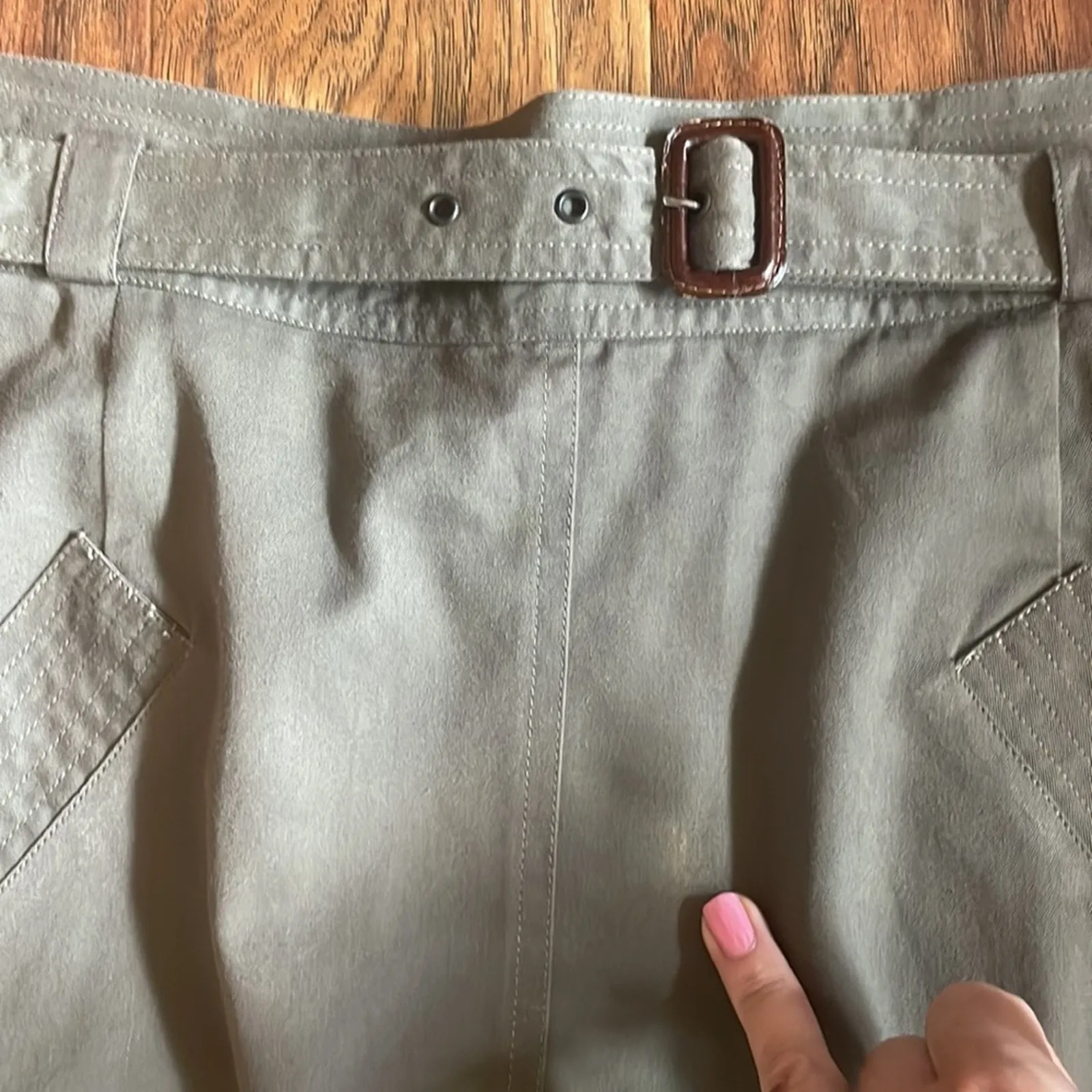 Vintage Salvatore FERRAGAMO Belted Military Skirt UTILITY Sz 12 (Runs Small) - Image 8