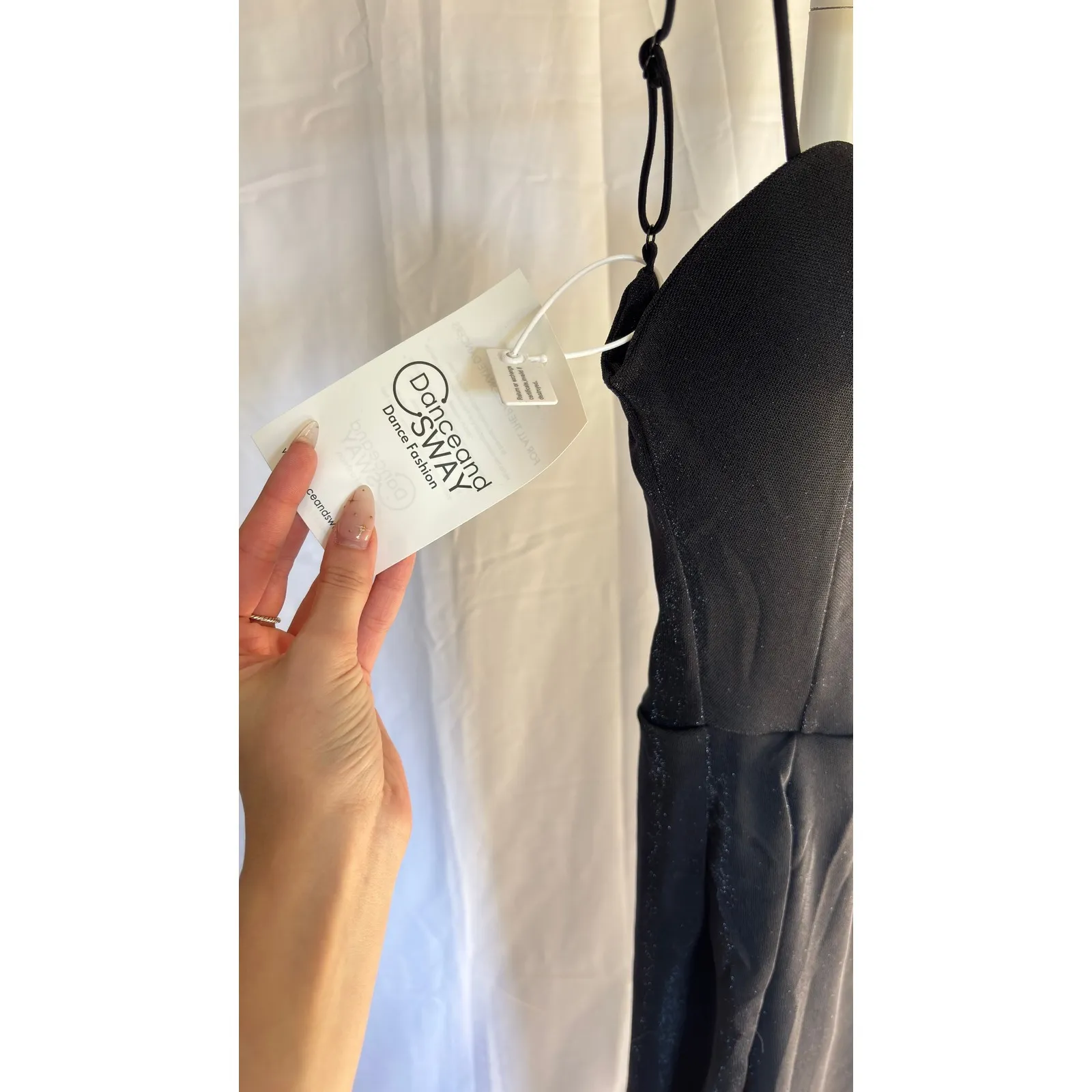 ZYM Dance Black Sweetheart Neckline High Slit Maxi Dress‎ with Matching Gloves - Image 7