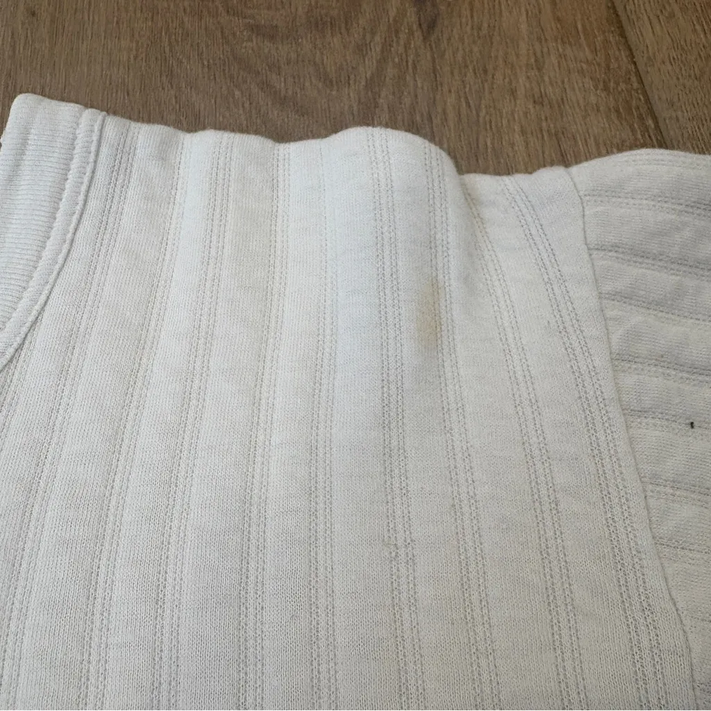 VTG 🌟BALENCIAGA🌟 LOGO LONG SLEEVE RIBBED CREW NECK KNIT TOP OFF WHITE SZ XS - Image 4