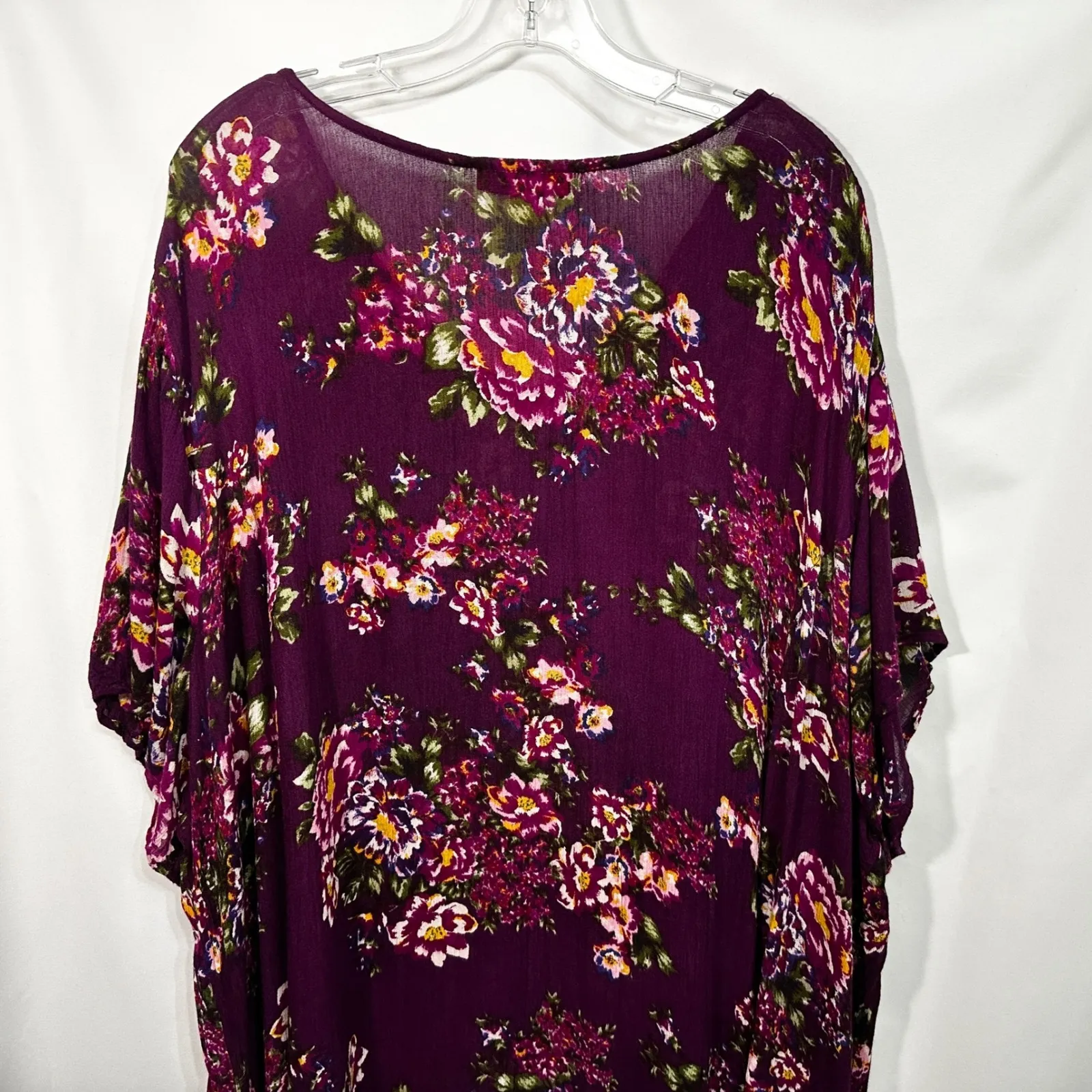 Woman Within Plus Size 26/28W Maxi Dress 2X Floral Purple Short Sleeve Boho 1381 - Image 5