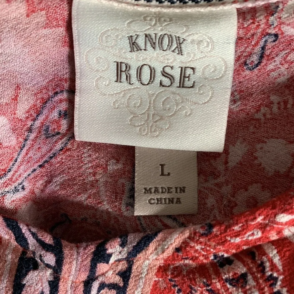 Knox Rose Womens Size Large Red Multicolor Paisley Print Scoop Neck Blouse - Image 2