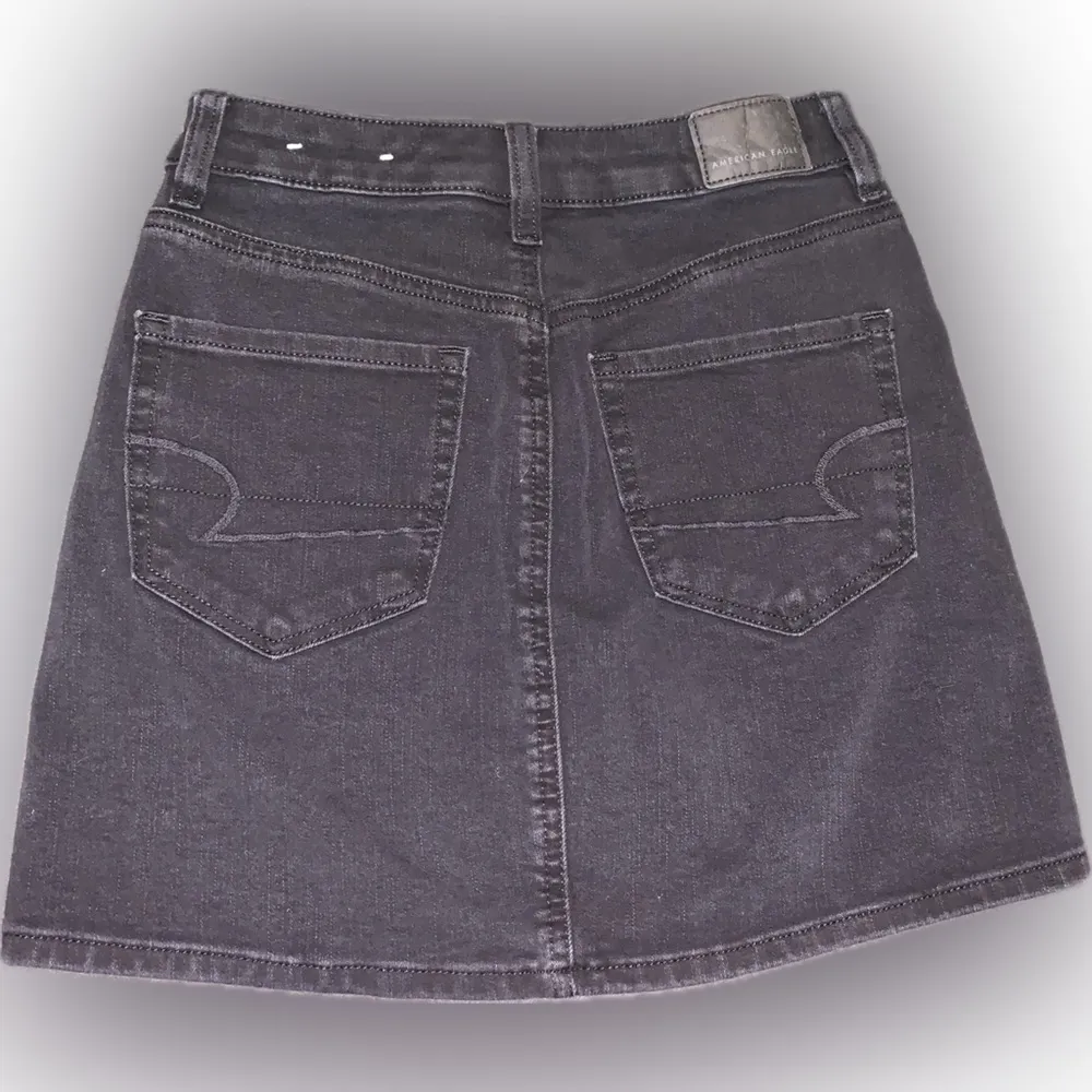 Y2K American Eagle Outfitters Black A-Line Denim Jean Mini Skirt  Vintagecore 00 - Image 2