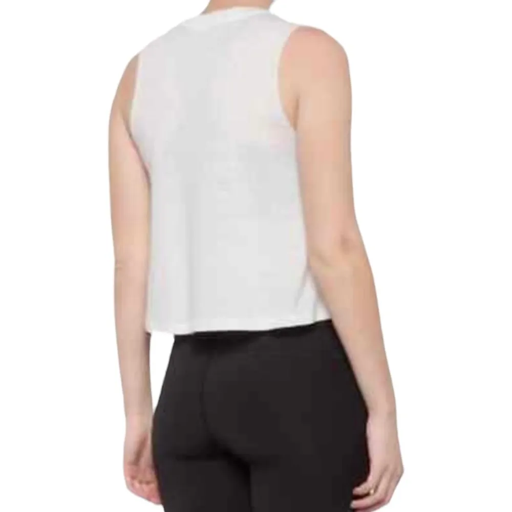 Spiritual Gangster Yoga Crop Top "Happy" Tank White Sleeveless - Image 2