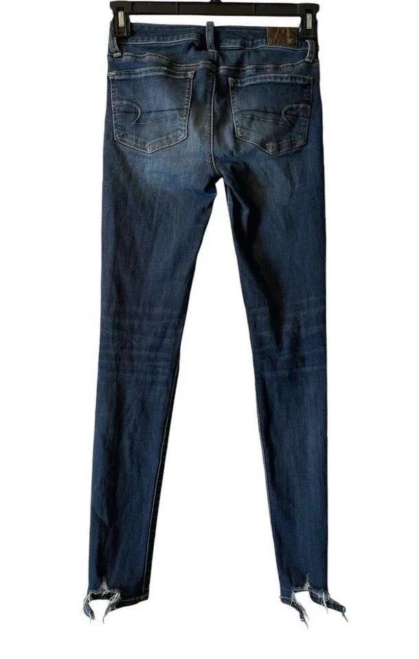 American Eagle Jeggings Womens Size 4 Long Jeans Super Stretch Denim Distressed - Image 3
