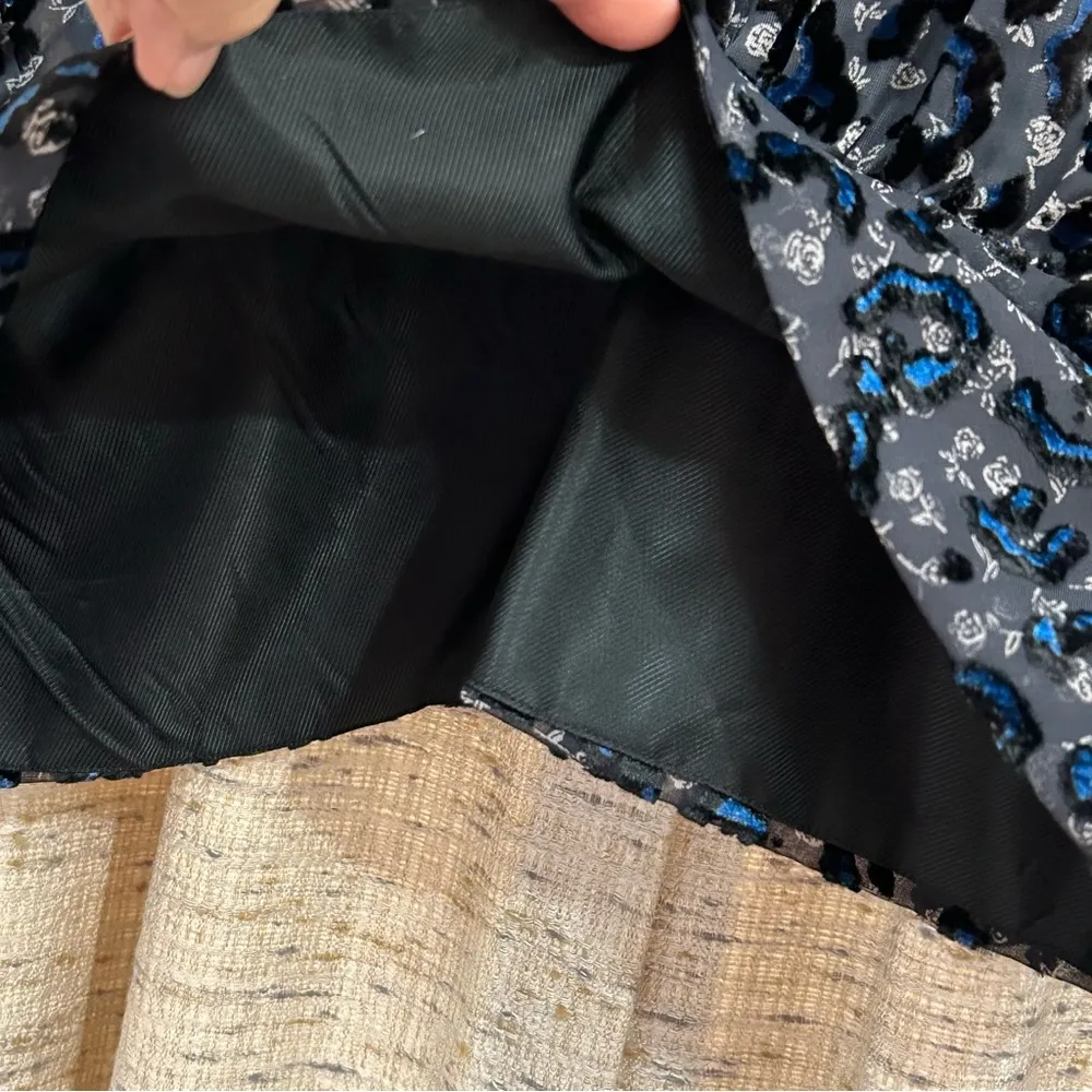 Zara Sheer Flocked Deep V-Neckline Blouse - Large - Image 5