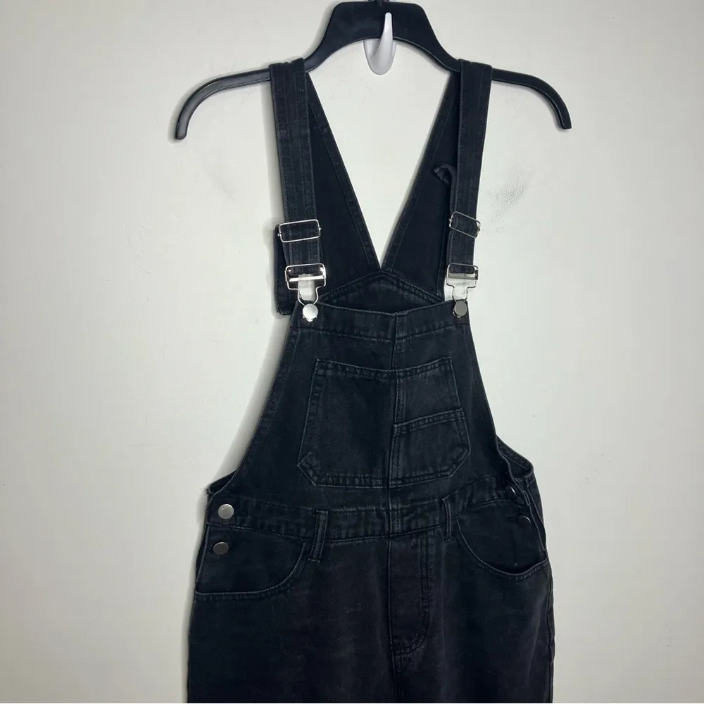 SHEIN black denim‎ overalls size large - Image 2