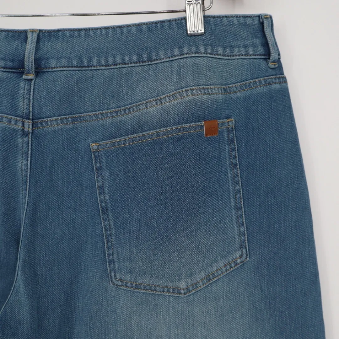 Halara Flex Denim Wide Leg Cropped Pants Petite XL Blue Athleisure Comfort - Image 9