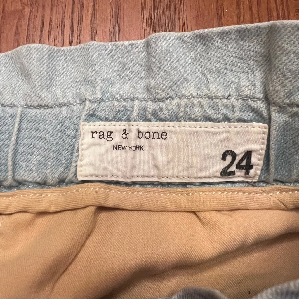 rag & bone Tie Cotton Linen High Rise 4" Shorts in‎ Light Indigo Blue Size 24 - Image 6