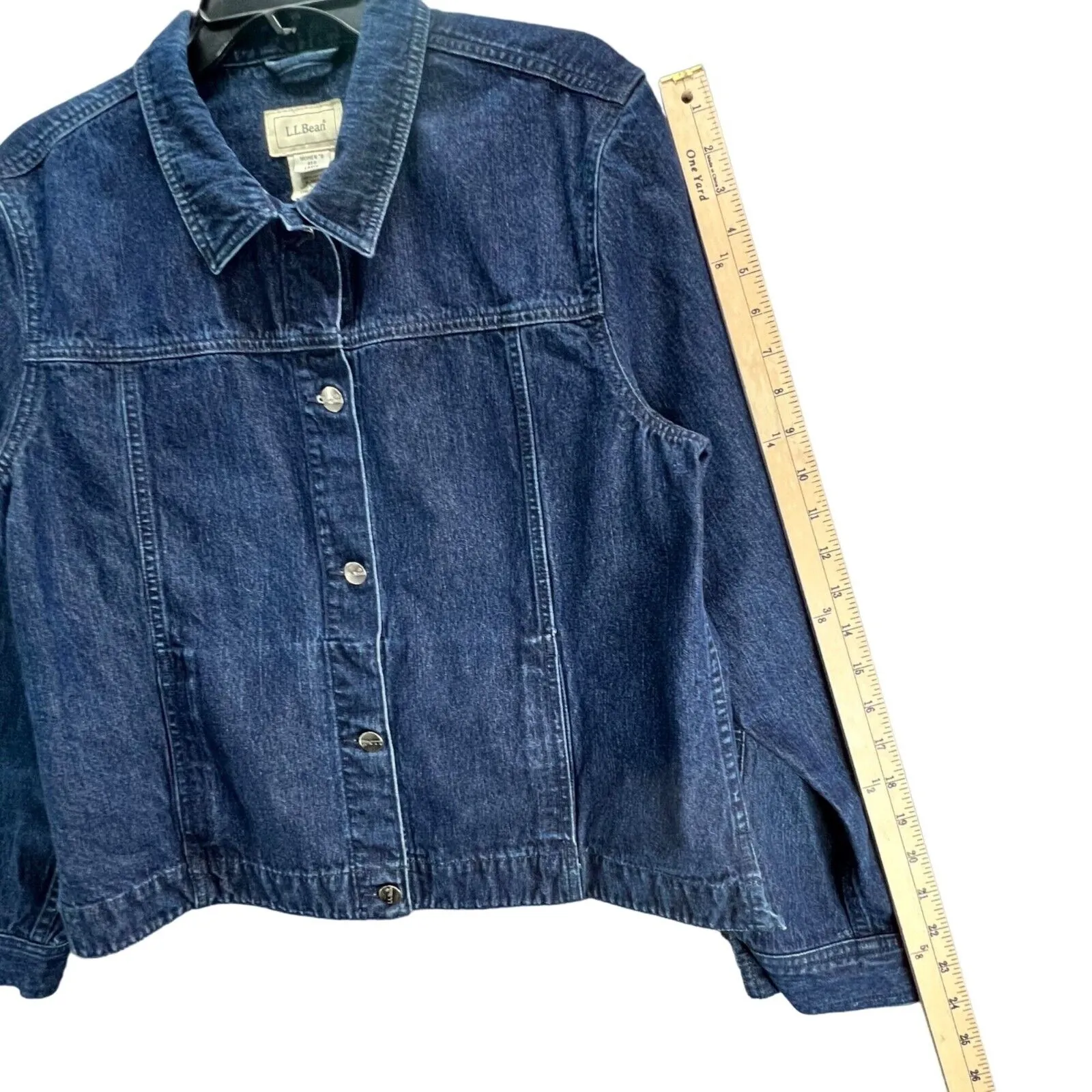 LL Bean Vintage Jean Jacket Women L Blue Denim Pockets Trucker Classic Retro 90s Size L - Image 8