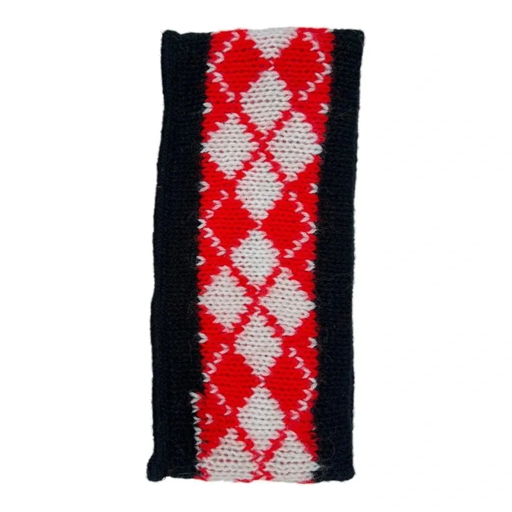 Vintage Knit Reversible Headband Blue Red and White Unisex Ski Snowboarding Snow - Image 7