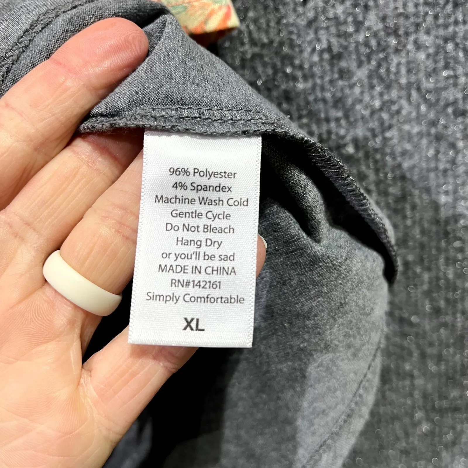 LulaRoe T-Shirt Women XL Gray Orange Floral Stretch 3/4 Raglan Sleeve Round Neck - Image 4