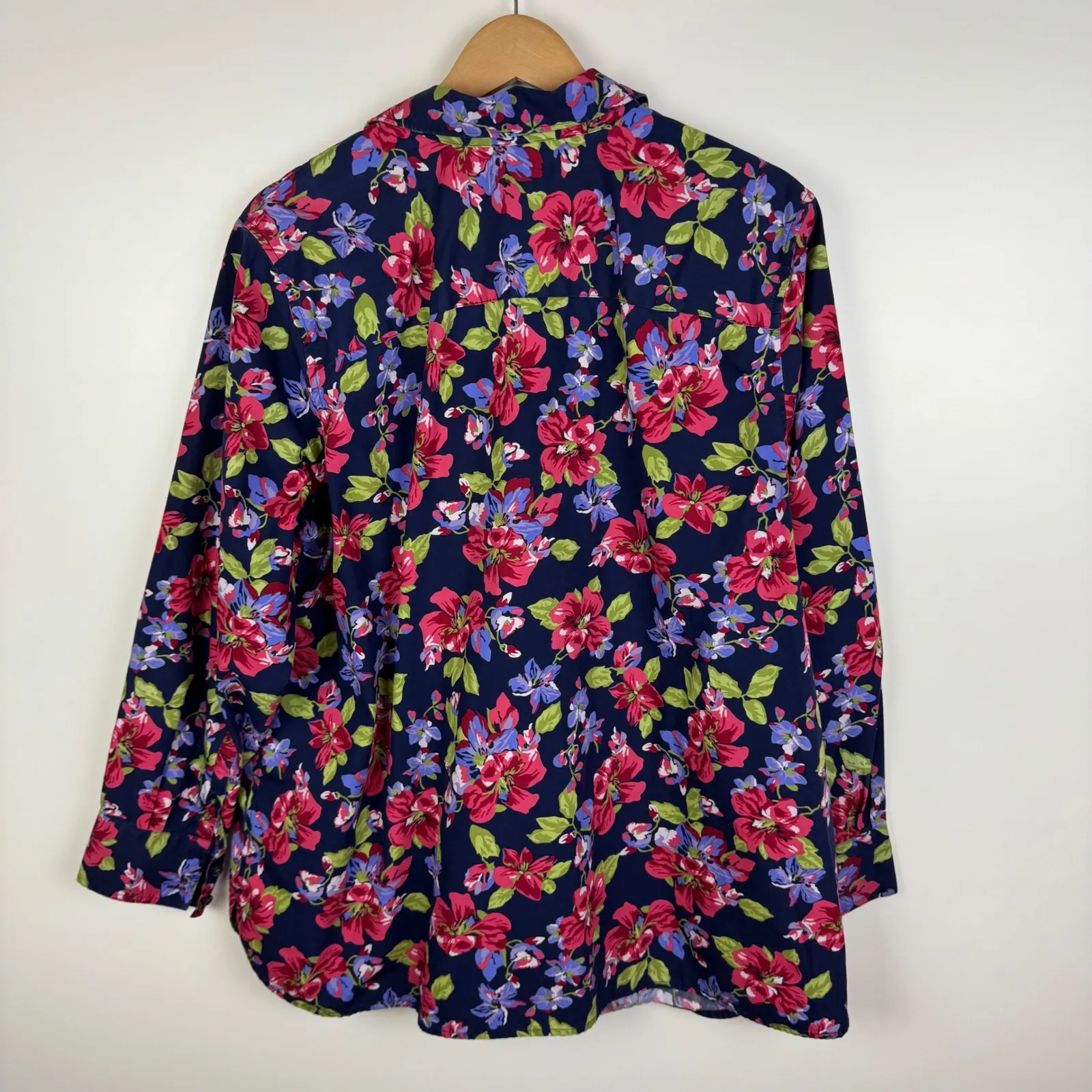 Lands End‎ No Iron Supima Cotton Popover Shirt Size 18W Floral Bloomcore Preppy - Image 4