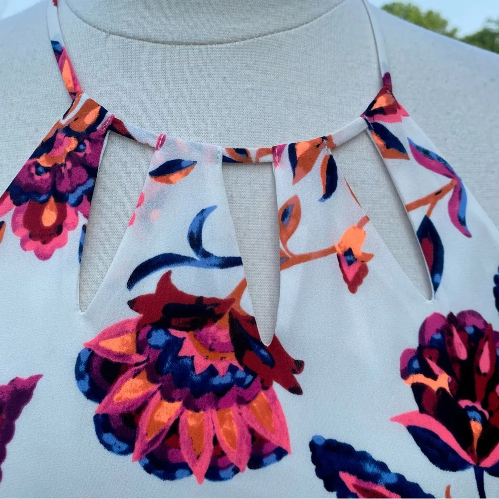 Express White & Pink Floral Print Halter Style Sheath Dress Size 4 - Image 12