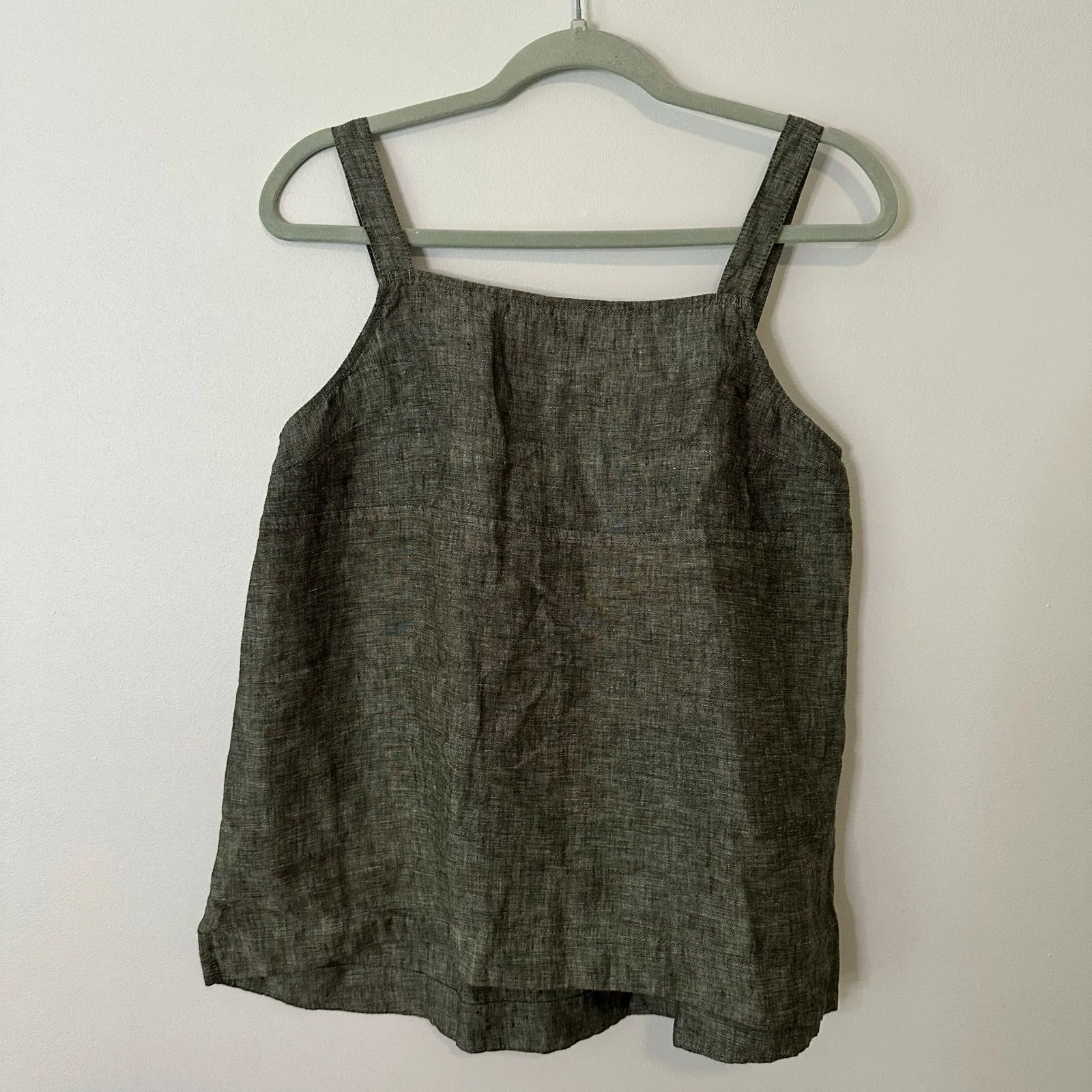 Athleta dark green sleeveless linen tank top size L - Image 11