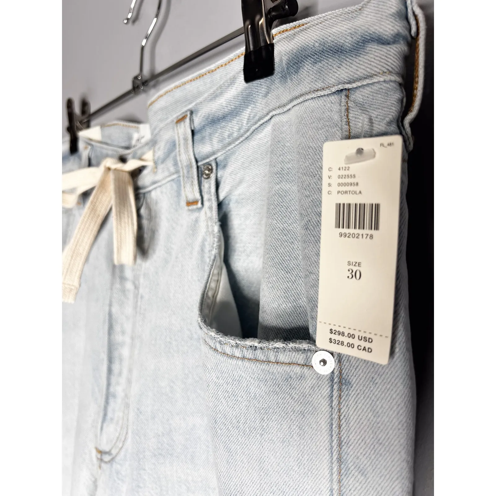 NWT Citizens of Humanity Brynn Trouser Jeans Drawstring Wide-Leg Size 30 Portola - Image 6