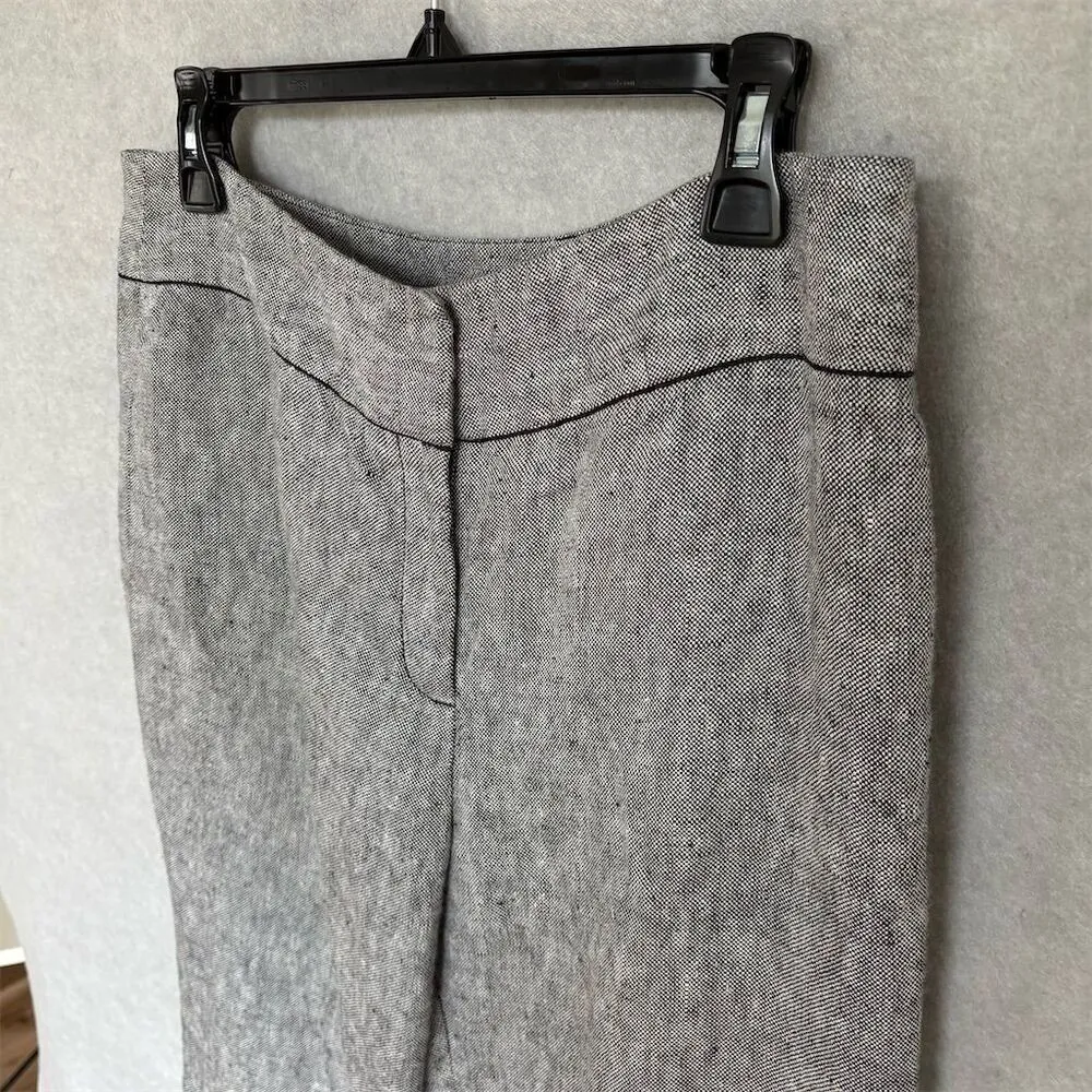 Ann Taylor Women's Gray Straight Cropped Linen Blend Pants Size 8 Workwear - Image 4