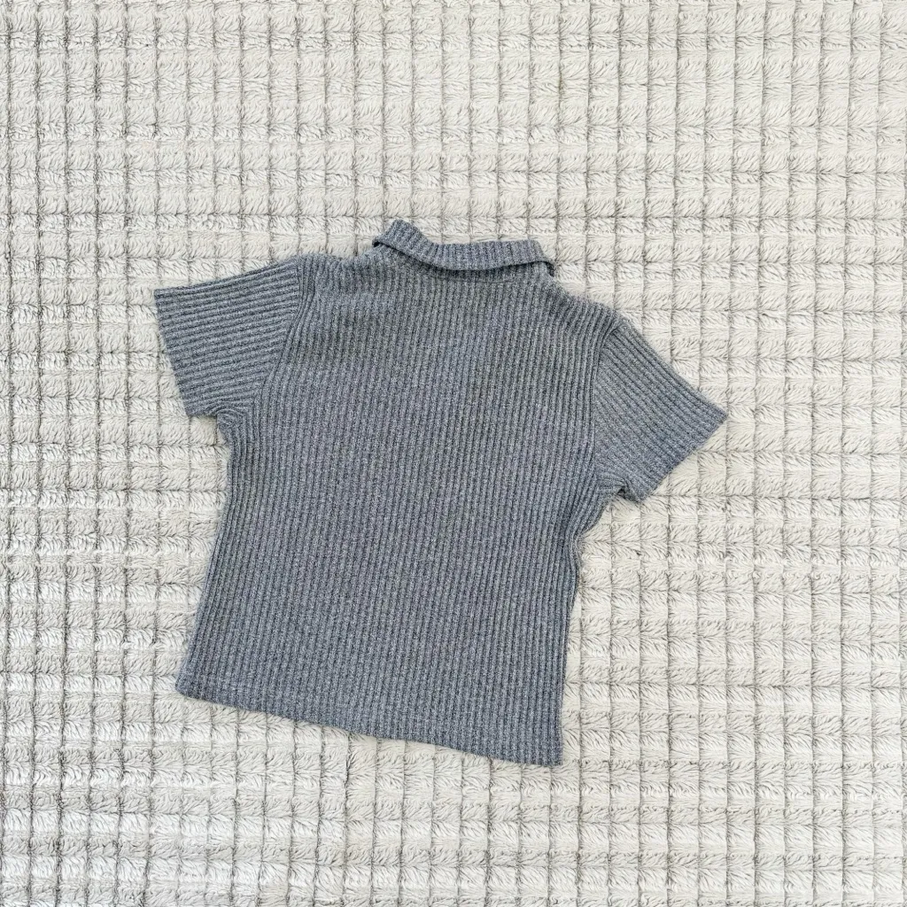 Vintage JXP Designs Blue Collared Crop Tee Size L - Image 2