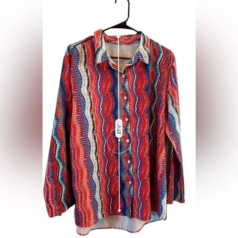 Zigzag bright soft button down shirt XL‎ Orange - Image 5