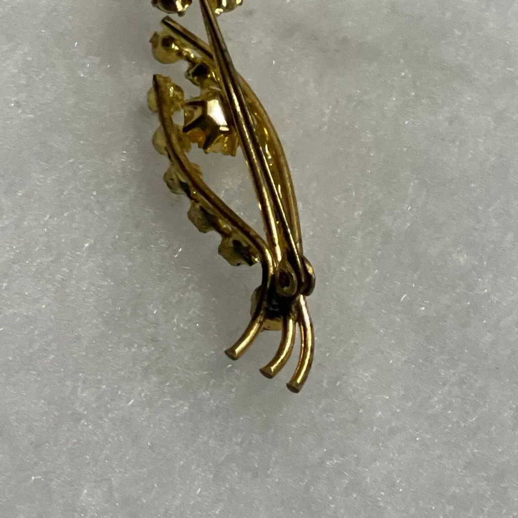 Vintage Aurora Borealis floral brooch prong set. Gold - Image 5