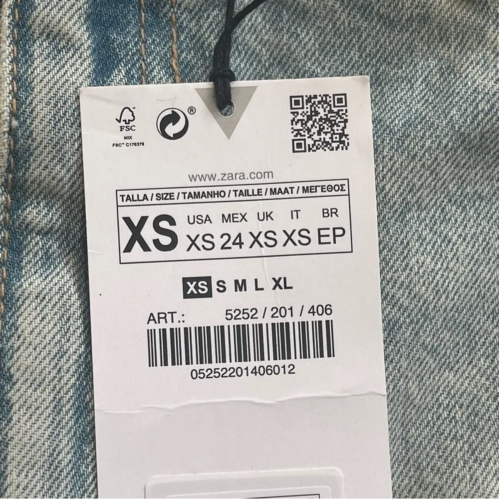 ZARA TRF DENIM SKIRT EFFECT CROP JEAN TOP Sz XS - Image 6