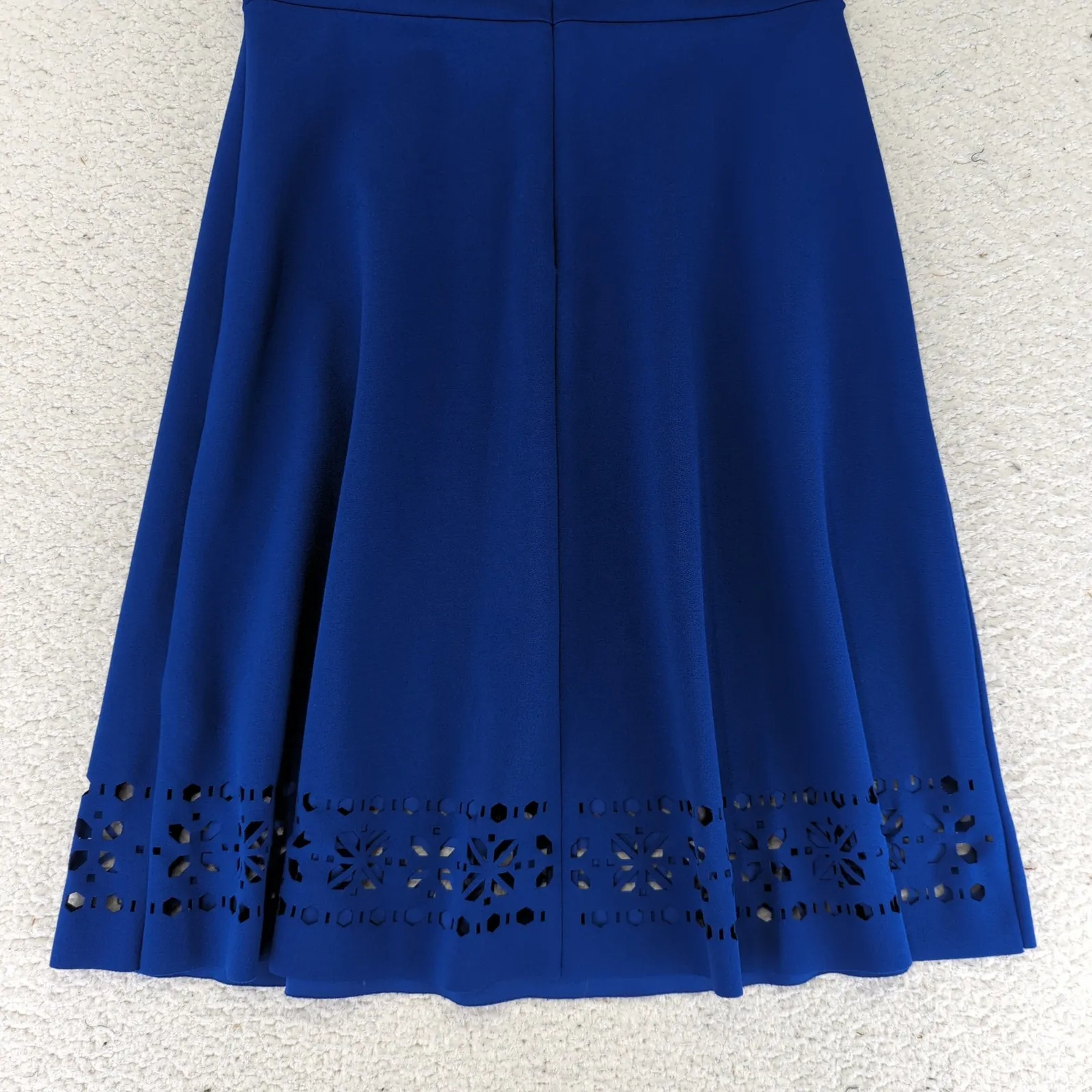 Banana Republic Cobalt Blue Short Sleeve Dress Laser Cut‎ Ponte Women's Size 4 - Image 6