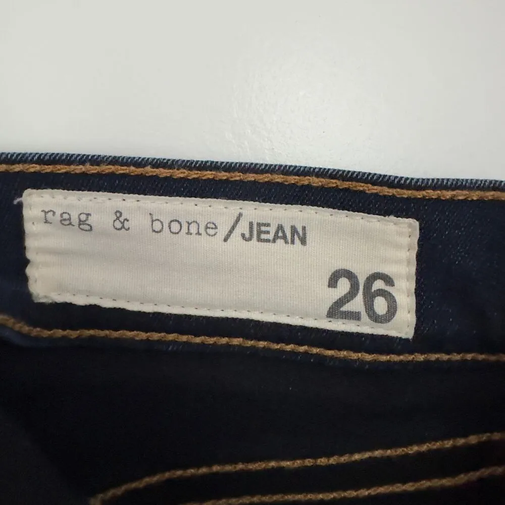 Rag & Bone Dark Wash Skinny Jeans 5-Pocket button zip Cotton stretch Made in USA - Image 4