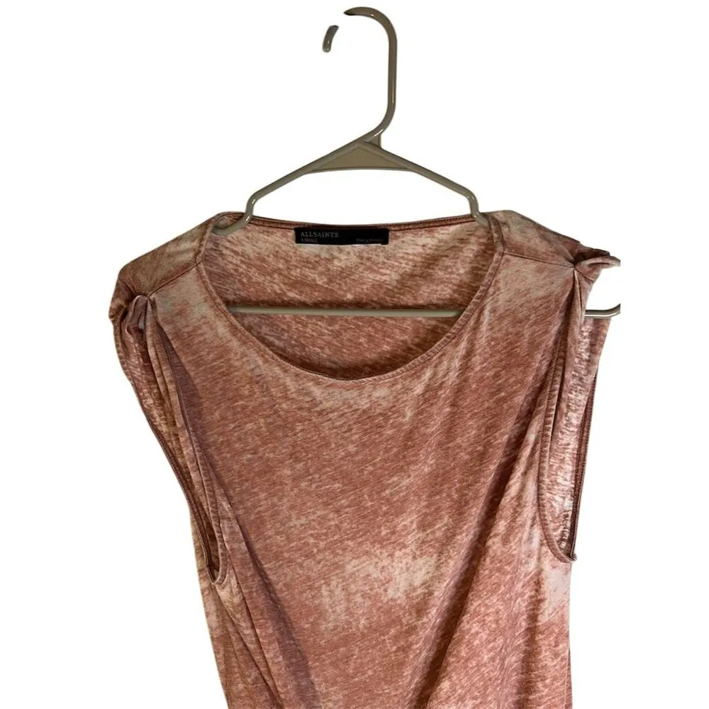 AllSaints Women's XS Pink Draped Midi Dress Sleeveless Modern Style Stan… - Image 4