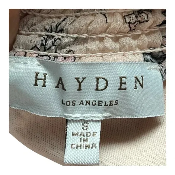 HAYDEN Los Angeles Floral Off Shoulder Mini Dress Blush Tiered‎ Women Size Small - Image 11
