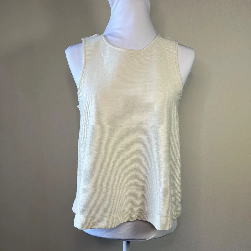 Madewell Texture & Thread Split-Back Shell Top Sleeveless Cream Shirt Women's S - Image 5