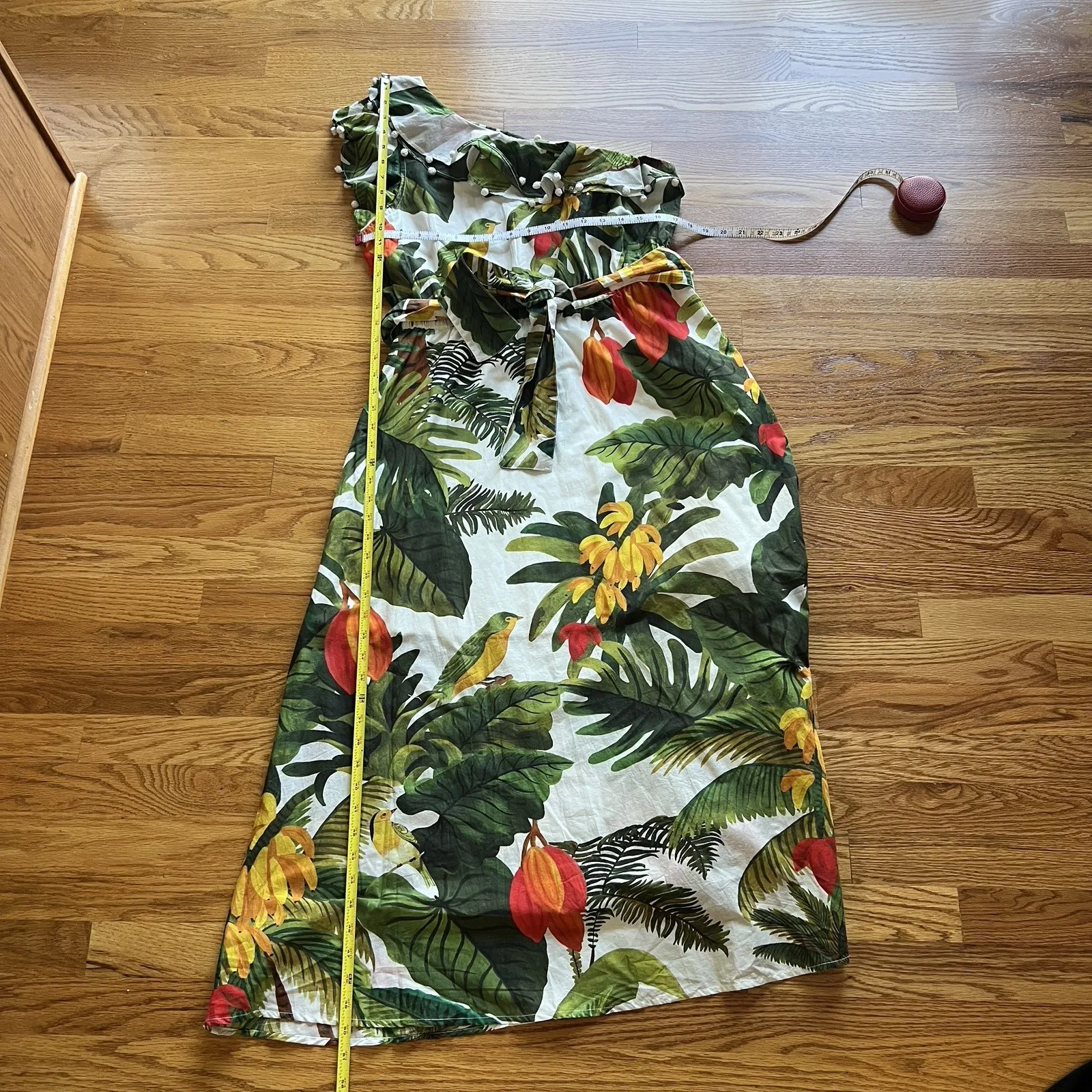 Farm Rio‎ Mixed Flowery Madi Colorful Ruffle One Shoulder Slip Dress Size Med - Image 3