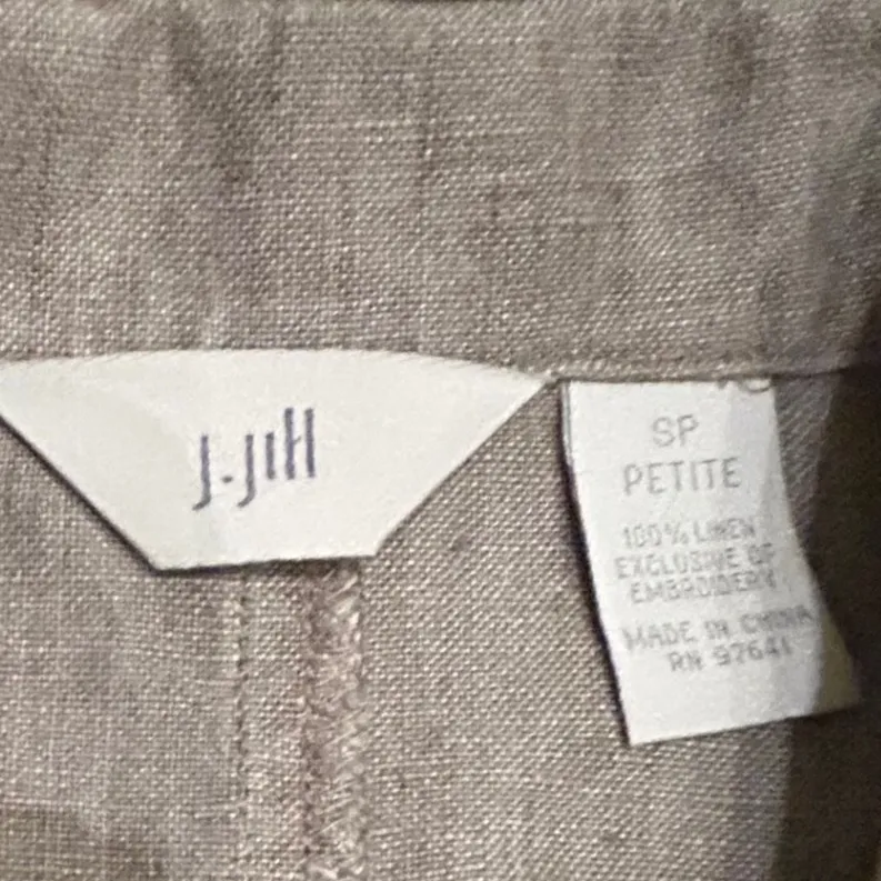 J Jill 100%‎ Linen Button Front Shacket Jacket Shirt Casual Top Embroidered Tan Size undefined - Image 5