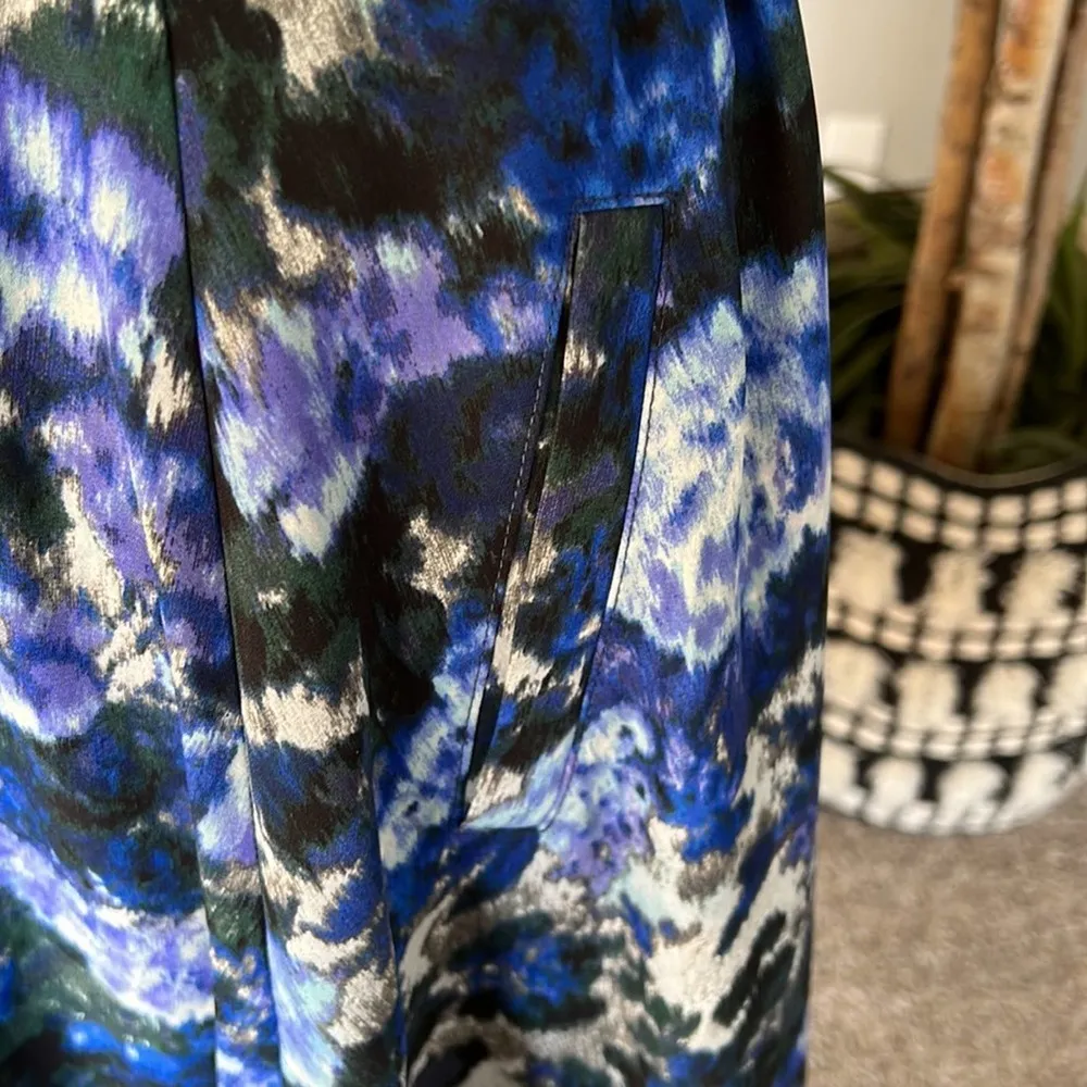 Adrianna Papell Blue Floral Pleated Skirt - Image 6