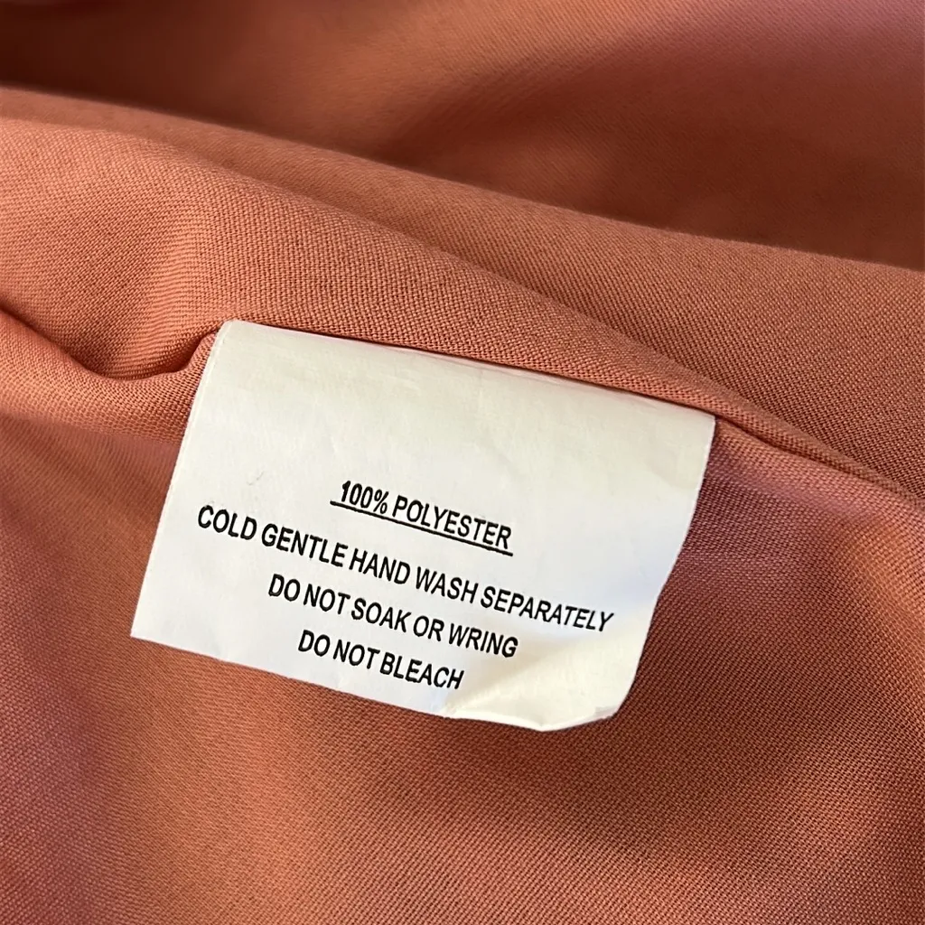 Saints + Secrets Peach Floral Long Sleeve Mini Dress Front Keyhole Size Small - Image 12