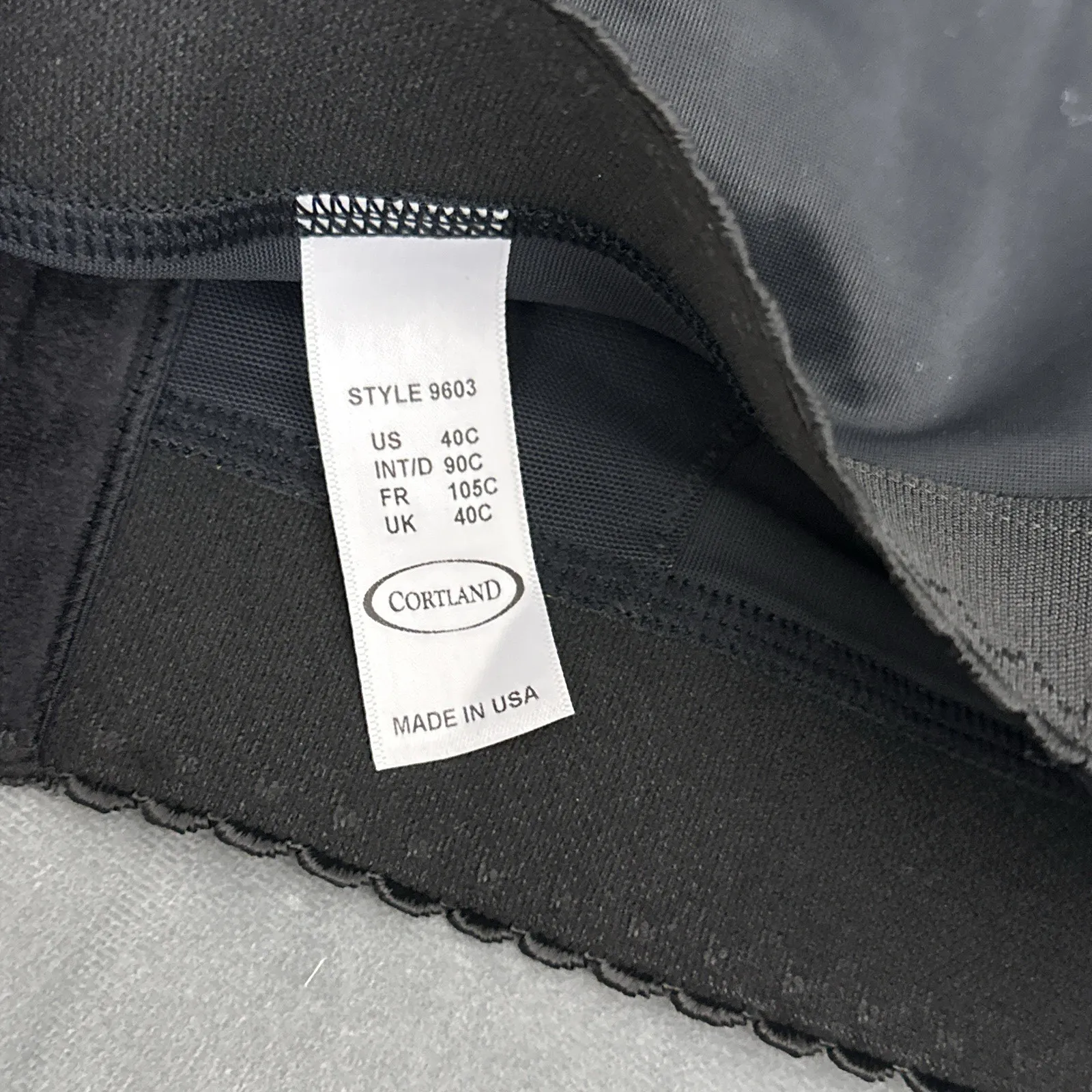 Cortland 9603 Back Support Longline Bra Size 40C Black Pointy Bullet Cups Boned - Image 7