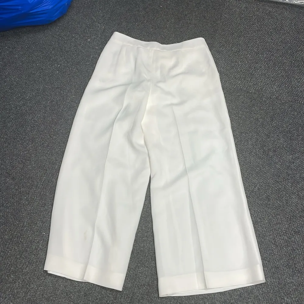 Lafayette 148 White Wide Leg Trousers Creamy White Womens Size 10 Polyester - Image 4