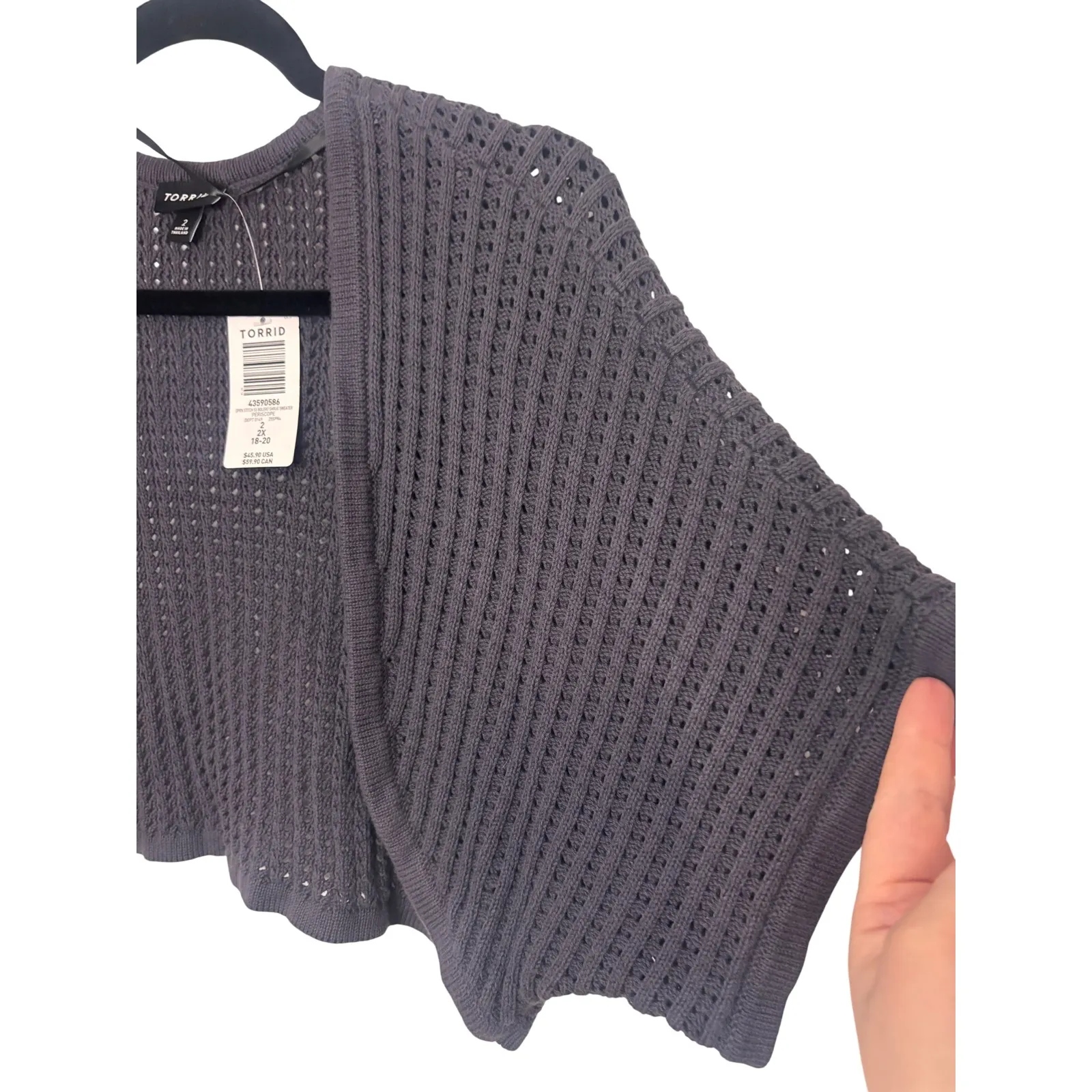 Torrid Gray Open Stitch Knit Short Sleeve Bolero Shrug Sweater Size 2X 18-20 - Image 2