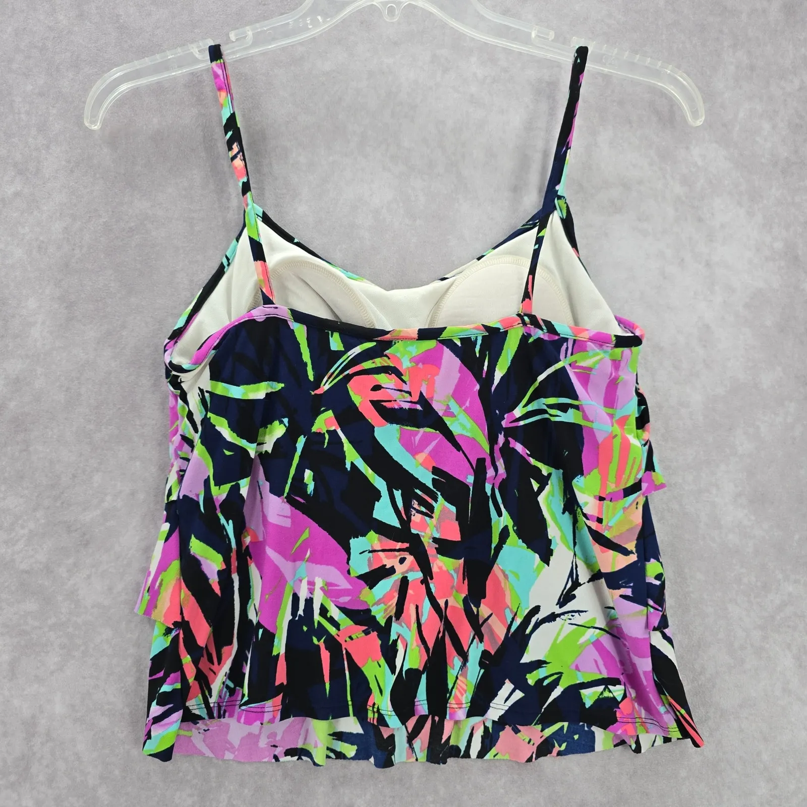Caribbean‎ Joe Purple Padded Swimwear Tankini Tank Top Medium M 10 - Image 2