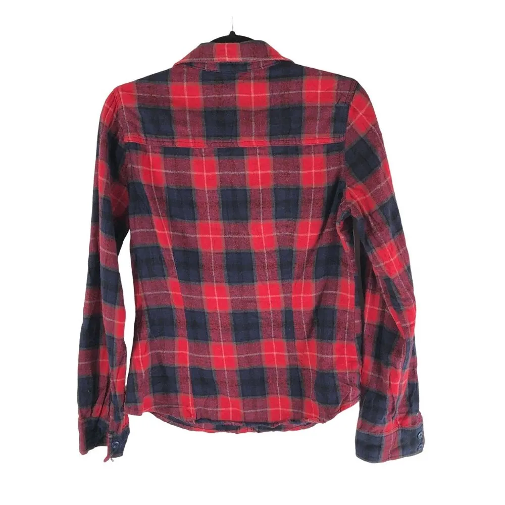 Forever 21 XXI Womens Plaid Flannel Shirt Button Down Red Black M - Image 2