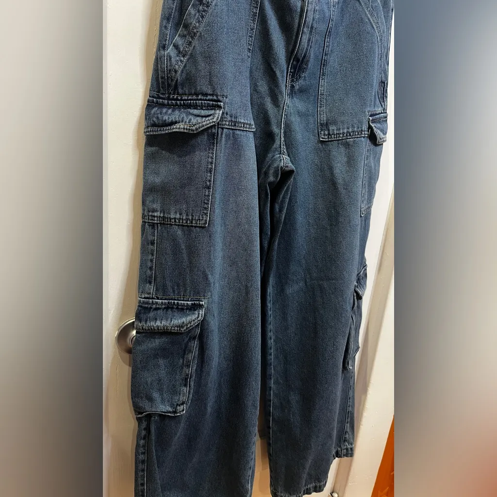 Vanilla Star denim cargo pants wide leg high waisted Size 11 30 Skater - Image 3