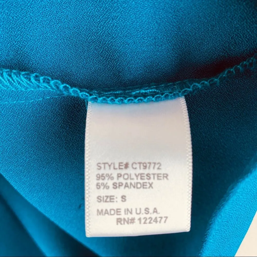 NSR Teal Ruffle Bell Short Sleeve Blouse Small - Image 4