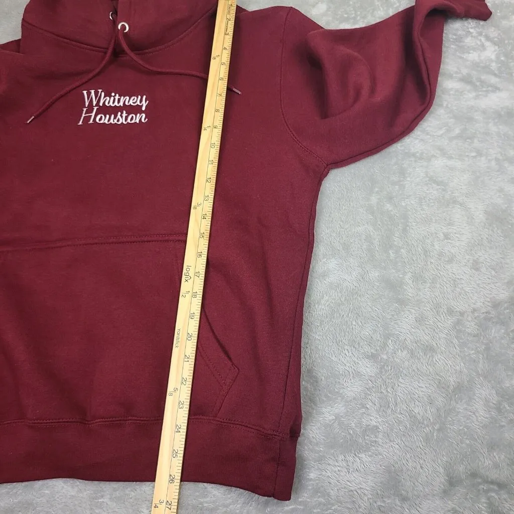 Whitney Houston Hoodie Hooded Sweatshirt Maroon Unixex Size Medium Red - Image 6