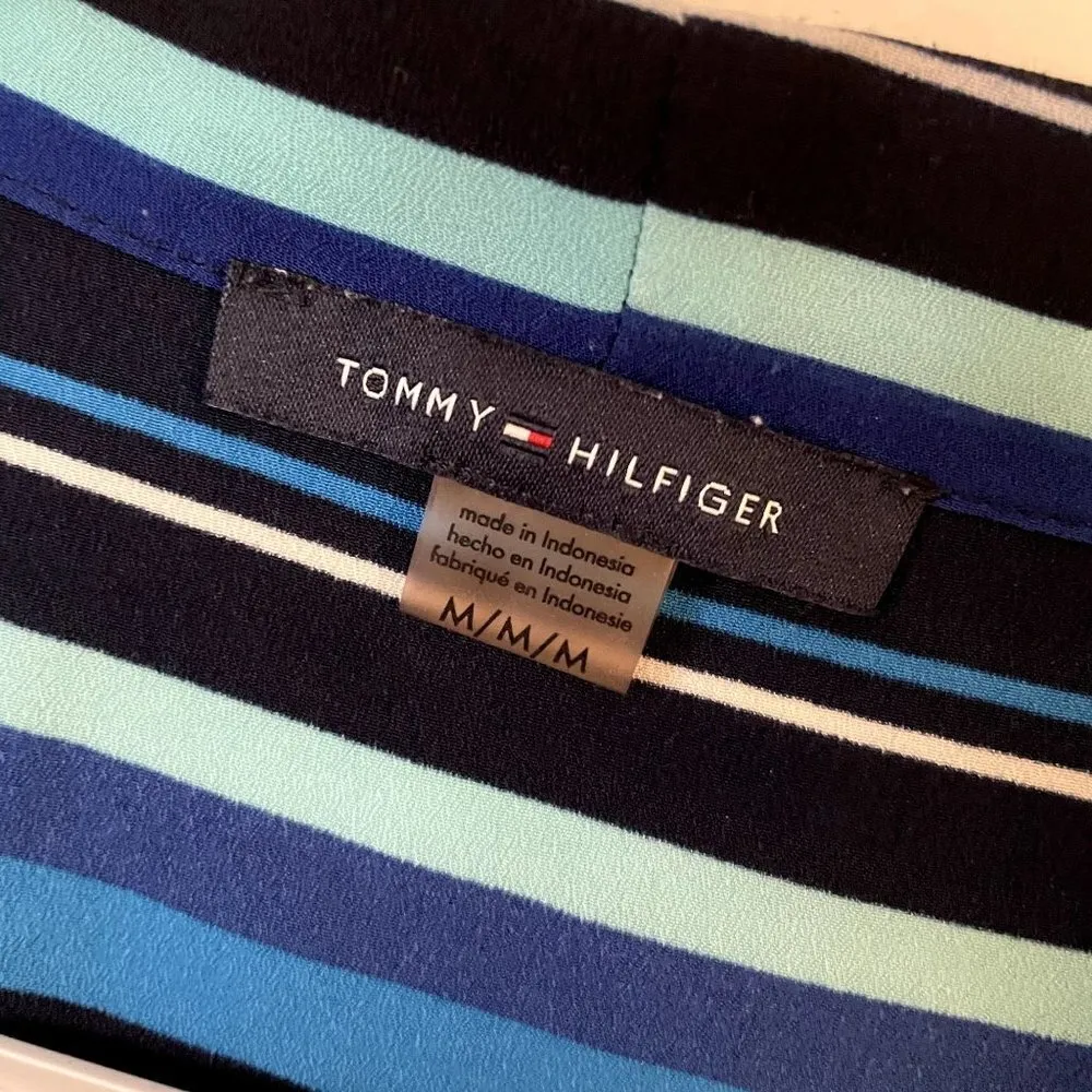 Tommy Hilfiger striped orange, black, and blue sleeveless summer top necktie - Image 3