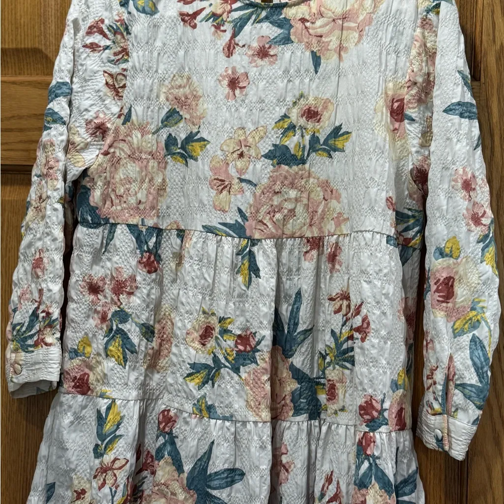 NWT ZARA Multi Color Floral Print Textured THE SHARON Tiered Baby Doll‎ Dress sm - Image 4
