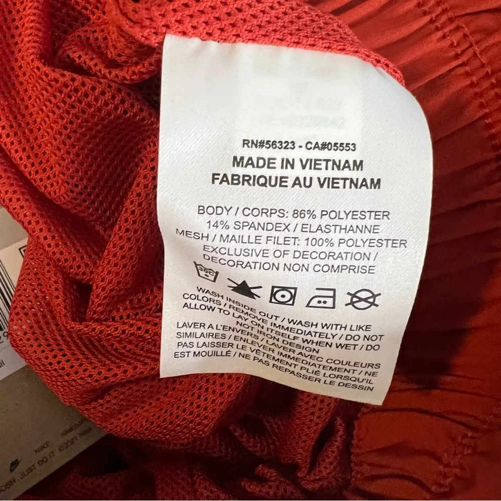 Nike NSW high rise loose fit paper bag waist shorts size XS NWT orange - Image 7