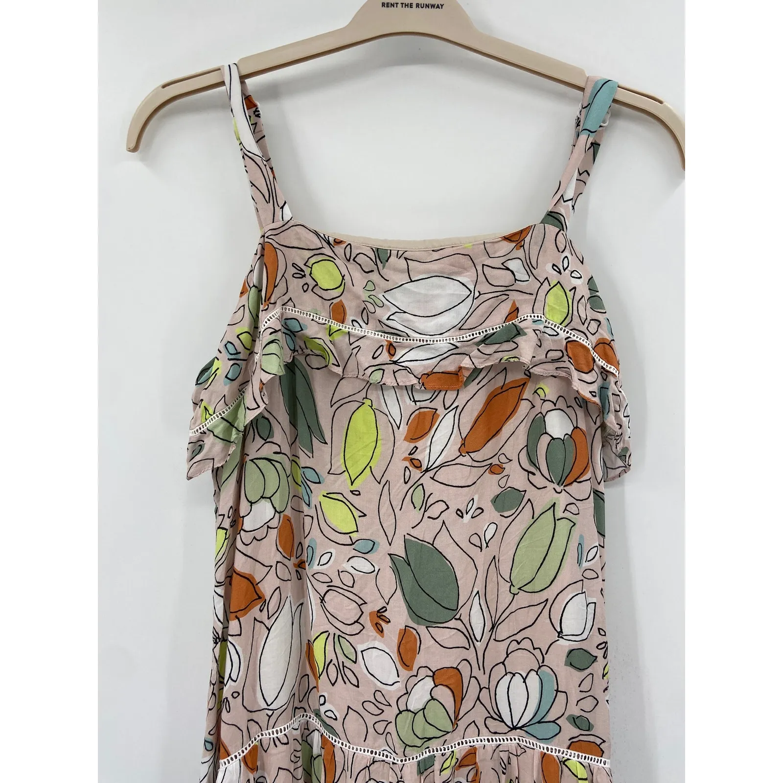 Slate & Willow Cream Floral Printed Sleeveless Square Neck Peasant Dress Size 10 - Image 5