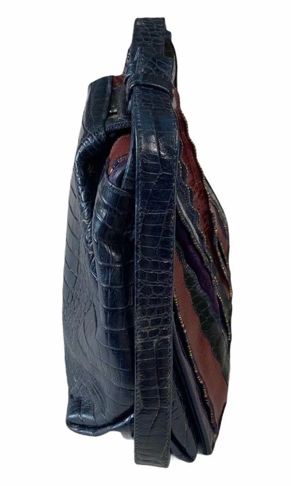 Vintage: Sharif ♕ Rainbow Snakeskin Leather Patchwork Crossbody Bag Handbag ♕ - Image 7