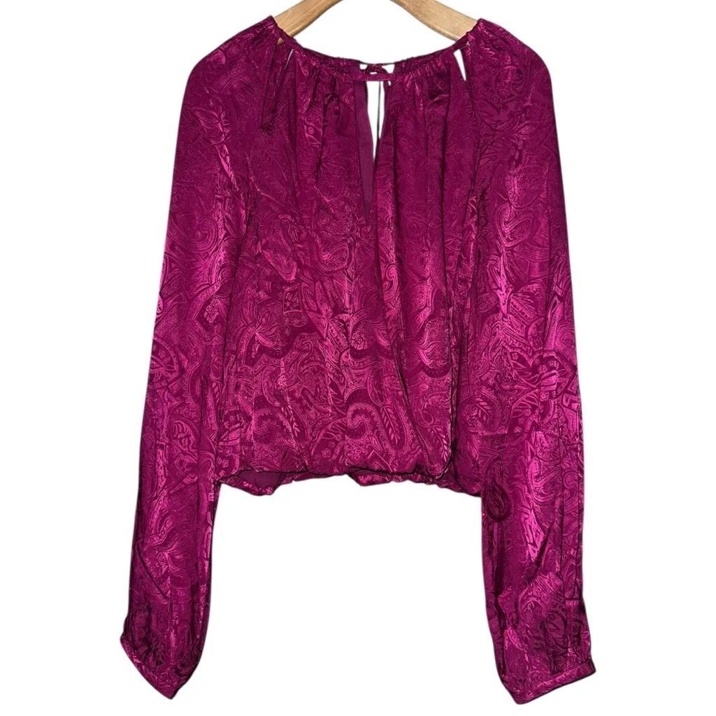 Veronica Beard Women’s 12 Magenta Pink Paisley Inlay Sionne Cut Outs Blouse Top - Image 6