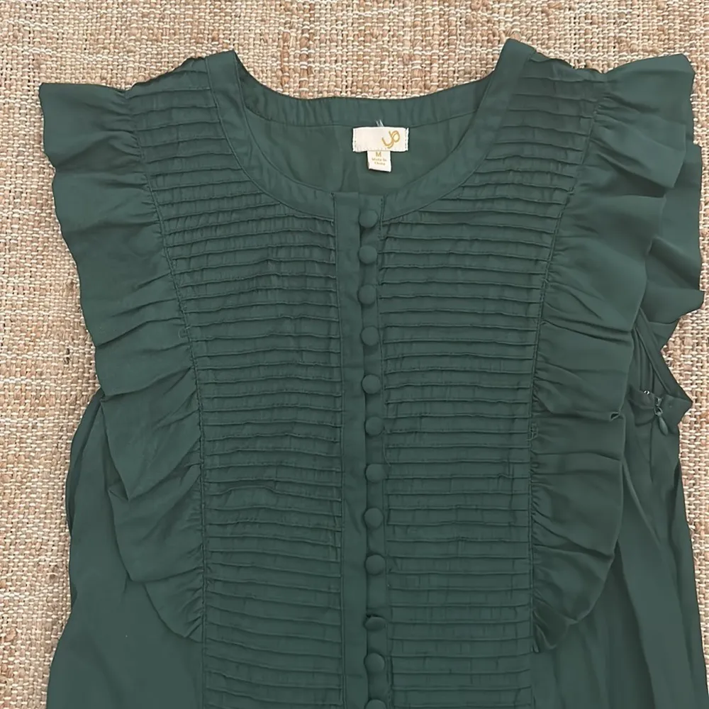 Ya Los Angeles Dark Green Ruffle Dress Medium - Image 2
