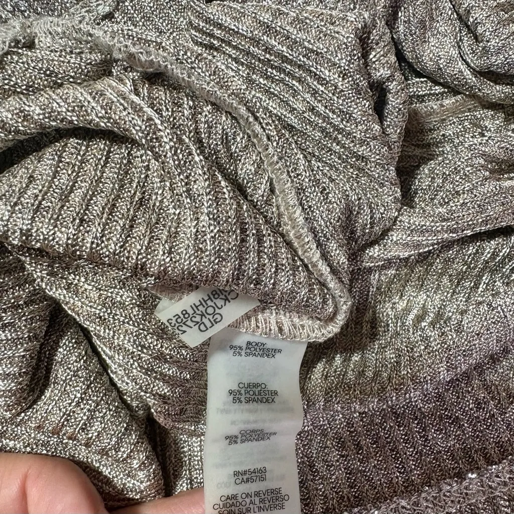 CALVIN KLEIN Metallic Gold Stretchy Knit Cap Sleeve Top - Image 8