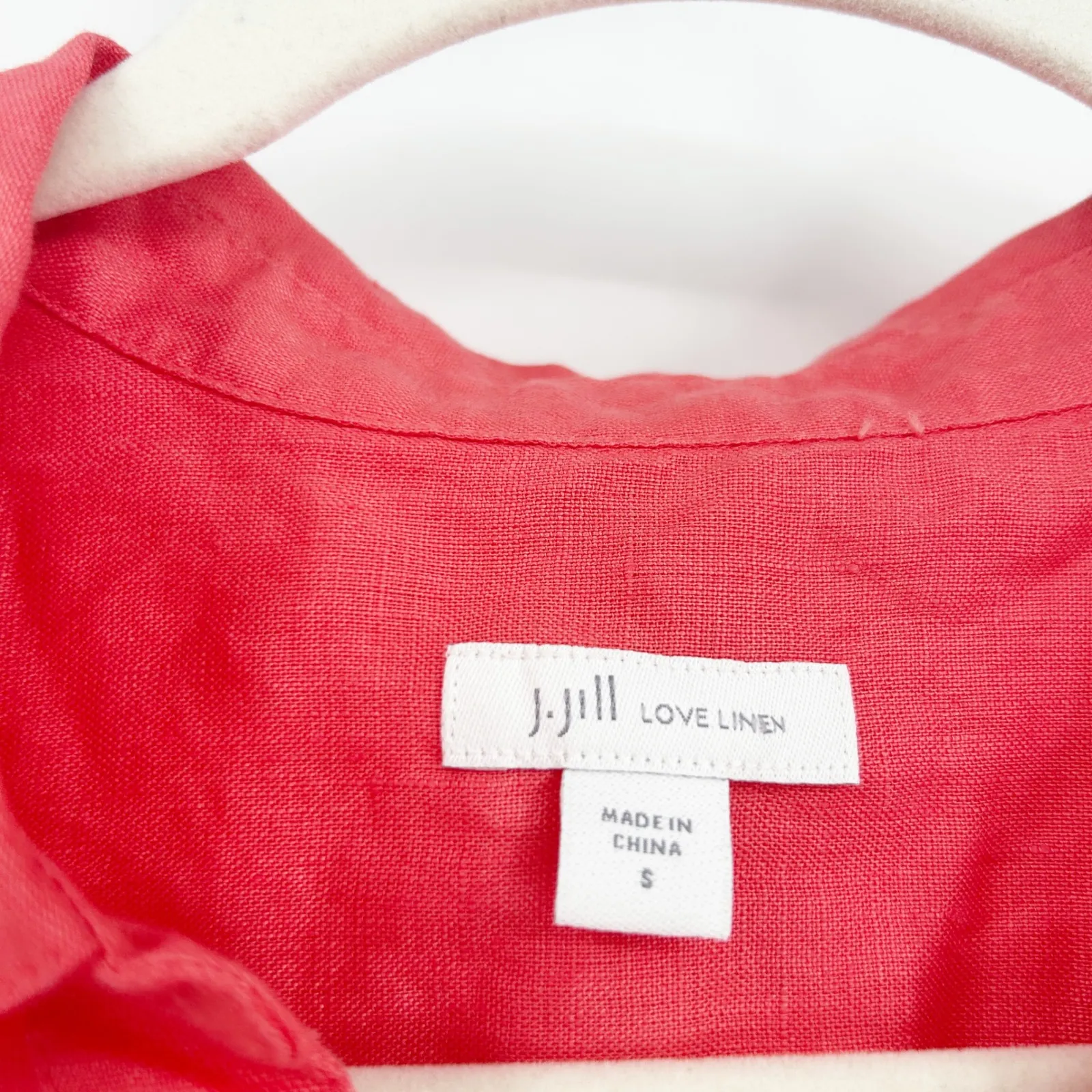 J. Jill Love Linen Womens Beachy Lagenlook Button Down Tank Top Size S Coral Orange - Image 3